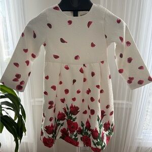 Sold Girls White Dress with Red Rose Print